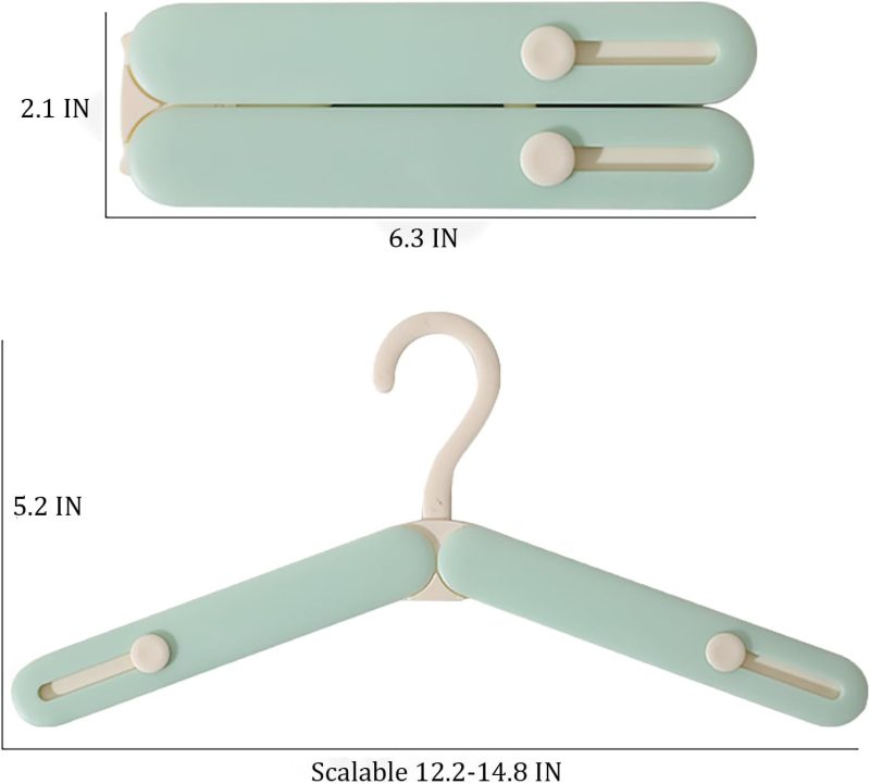 4 Pack Foldable Telescopic Clothes Hanger,Travel Hangers,Portable Clothes Hanger,Lightweight and Portable,Suitable for Skirts, Pants,Suits, Jackets, etc (Green) - Image 2