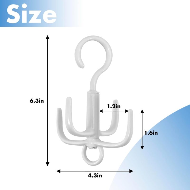 4Pcs Belt Hanger, Tie Hanger, Belt Organizer for Closet, 360° Rotating Portable Folding Travel Organizer for Bras, Tank Tops, Scarves, Purses, Kitchenware, Bath & Shower Products (White) - Image 2