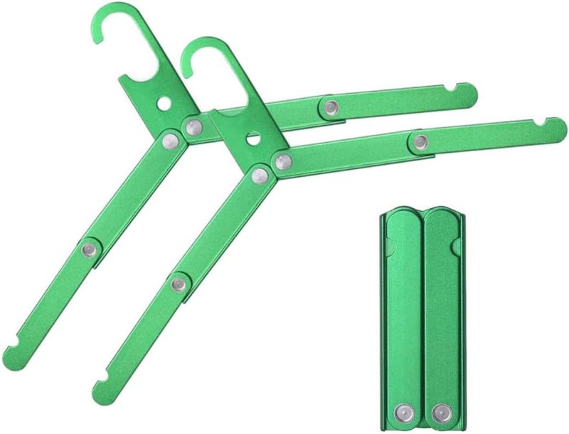 Travel Hangers Metal Heavy Duty Folding Hangers for Wet Clothes Portable Space Saving Travel Accessories for Camping Cruise Hotel (3, Green)