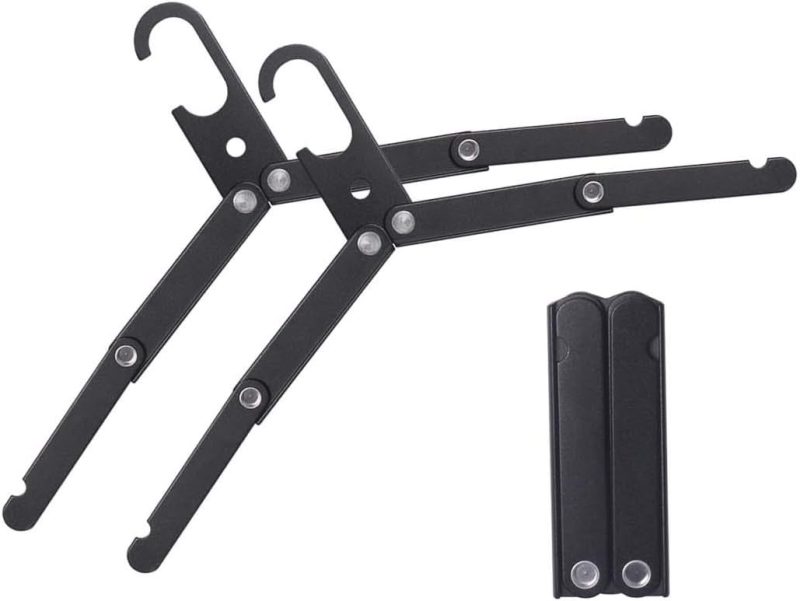 Travel Hangers Metal Heavy Duty Folding Hangers for Wet Clothes Portable Space Saving Travel Accessories for Camping Cruise Hotel (3, Black)