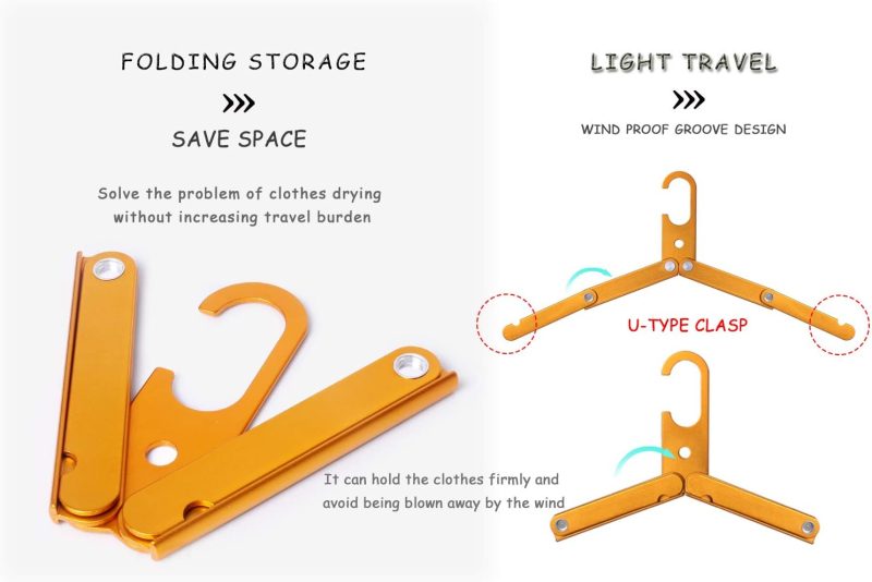 Travel Hangers Metal Heavy Duty Folding Hangers for Wet Clothes Portable Space Saving Travel Accessories for Camping Cruise Hotel (3, Black) - Image 2