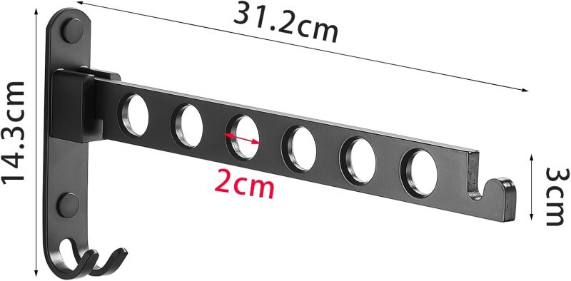 Retractable Folding Wall Hanger Folding Clothes Hanger Rack Clothes Storage Organizer Laundry Hanger Sturdy Hanging Dryer Rack (one Pack, Black) - Image 2