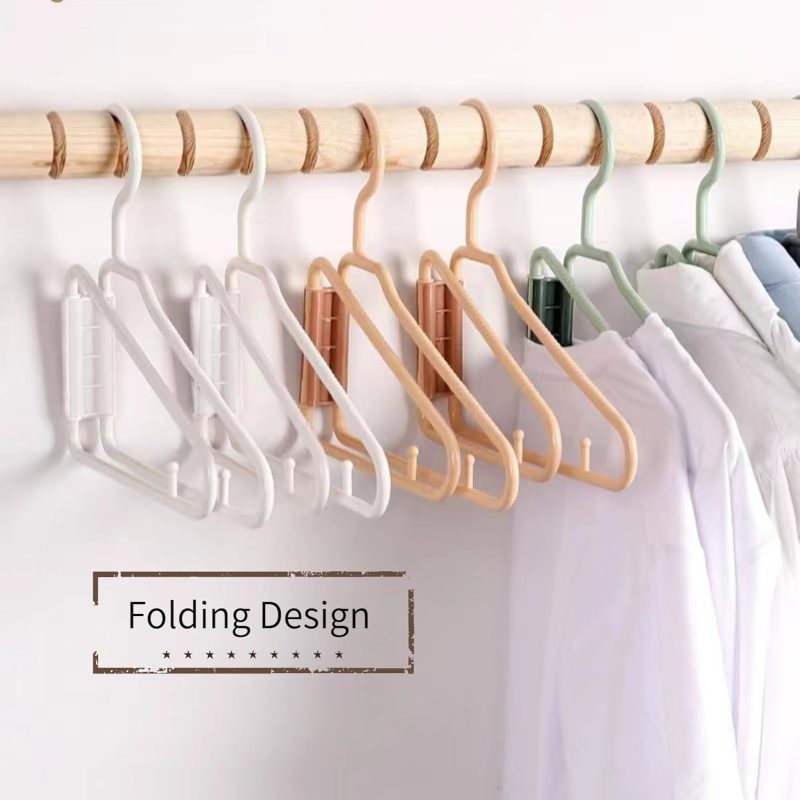 8 Pcs Foldable Hangers, Plastic Collapsible Hangers, Portable Folding Clothes Hanger, Foldable Travel Hangers, Foldable Hangers for Travel, Cruise, Home, Bedroom, Dorm (Apricot) - Image 2