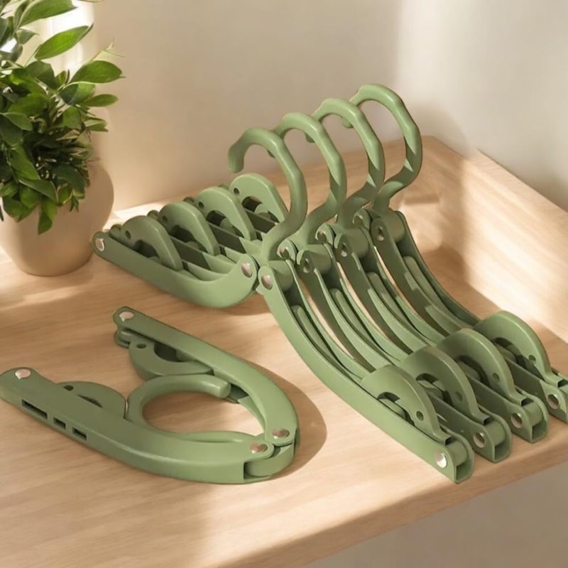 Travel Hangers, Foldable Hangers, Cruise Ship Essentials, Cruise, Travel Hangers Foldable for Suitcase, Travel Essentials, and Multi Colored.(14 Piece Set, Including Small Clips) (Green) - Image 2
