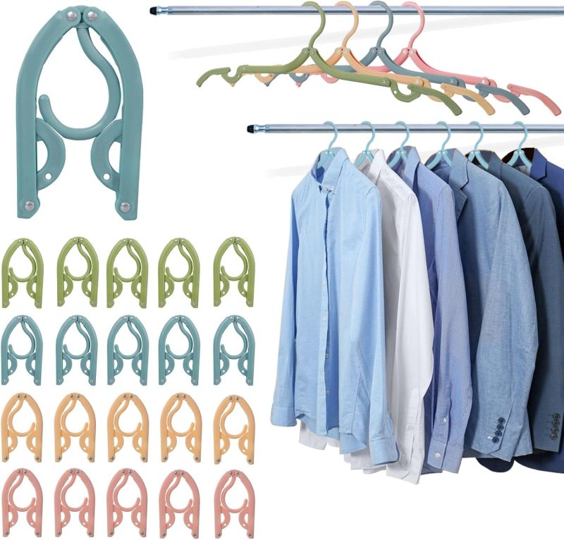 32Pcs Travel Hangers Foldable for Suitcase, Space-Saving Plastic Hangers with Textured Surface
