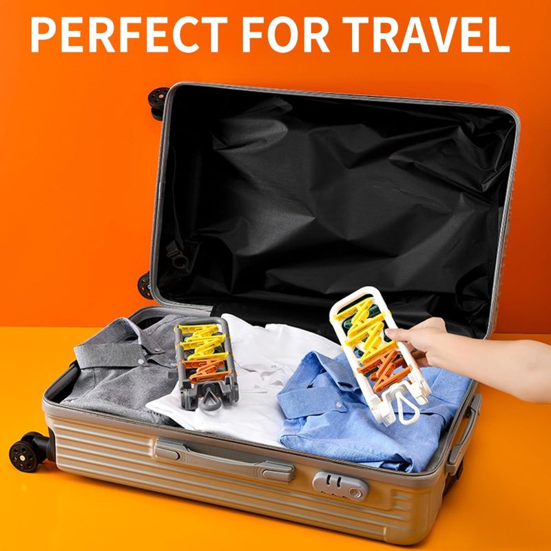 Travel Hangers Foldable for Suitcase Small Clothes Drying Rack Travel Accessories Hanger with Clips 2 Pack - Image 2