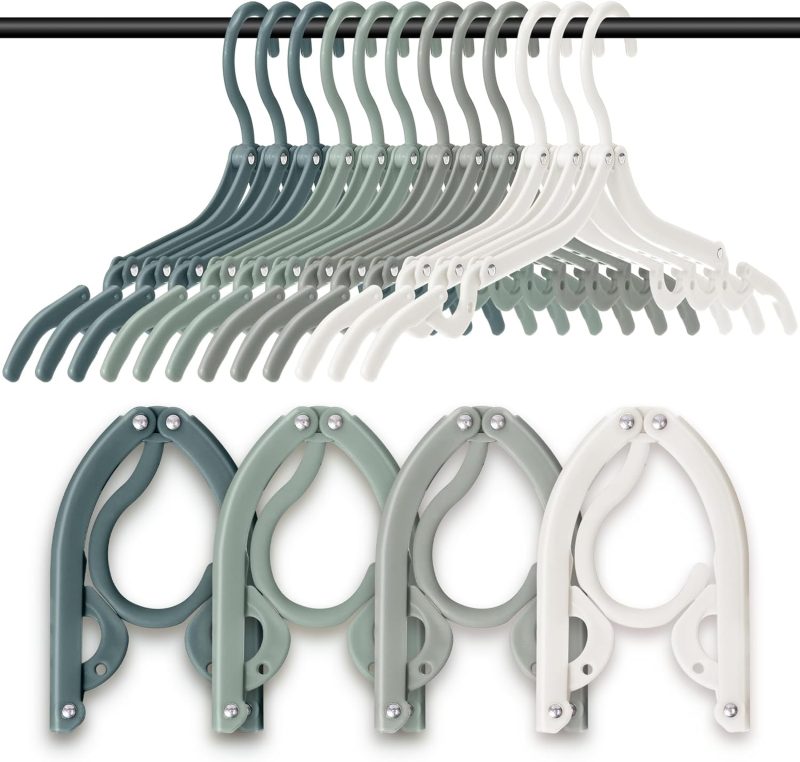 12 Pcs Travel Hangers Cruise Ship Essentials Foldable Portable Plastic Vacation Hangers Non Slip Clothes Drying Rack Travel Accessories for Dormitory School Hotel Laundry (Classic Color)