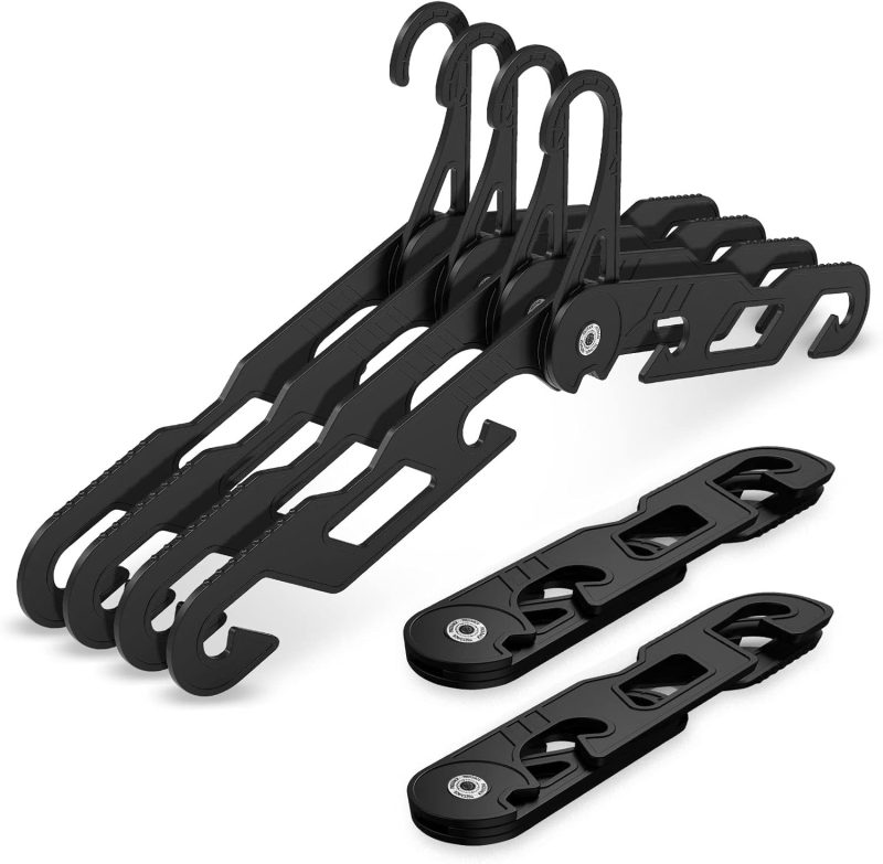 Premium Travel Hangers 6 Pack Portable Folding Clothes Hangers - Super Bearing Collapsible Hanger Foldable Clothes Drying Rack for Travel, Indoor and Outdoor Use