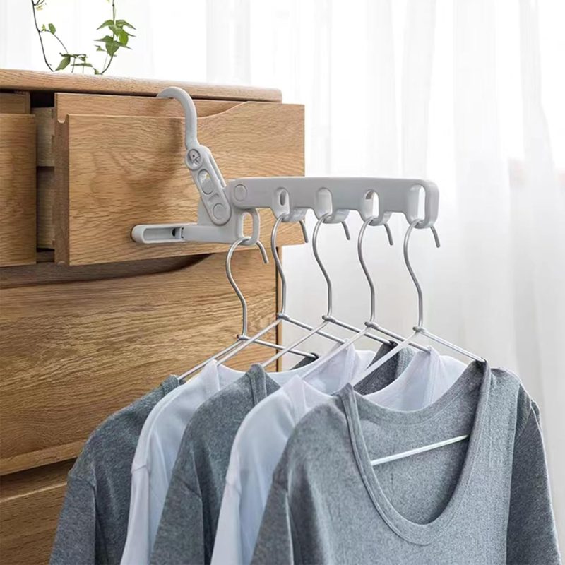 Travel Folding Hanger,Multi-Functional Travel Clothes Hanger,Laundry Room Hanging Rack,for Travel, Hotel Stays, Business Trips, and Home Use (Grey,1 Pcs)
